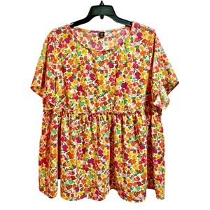 Shein‎ Curve Ladies Short Sleeve Floral Shirt Blouse Size 4XL